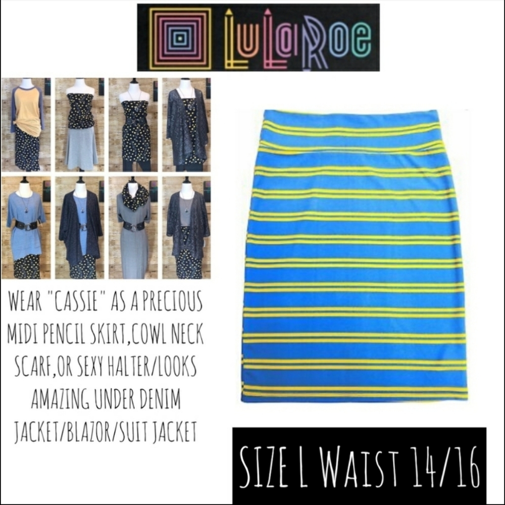 Lularoe Skirt Size L Cassie Midi Stretch NWOT - Picture 2 of 10